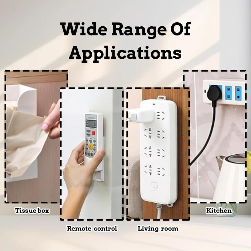 10 Counts Self Adhesive Power Strip Holder, Multi-Surface Socket Fixer - Tile/Wood/Metal Compatible with 12 Assorted Colors