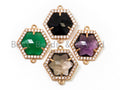 Hexagon Bezel Connector with Faceted Glass,sku#A80
