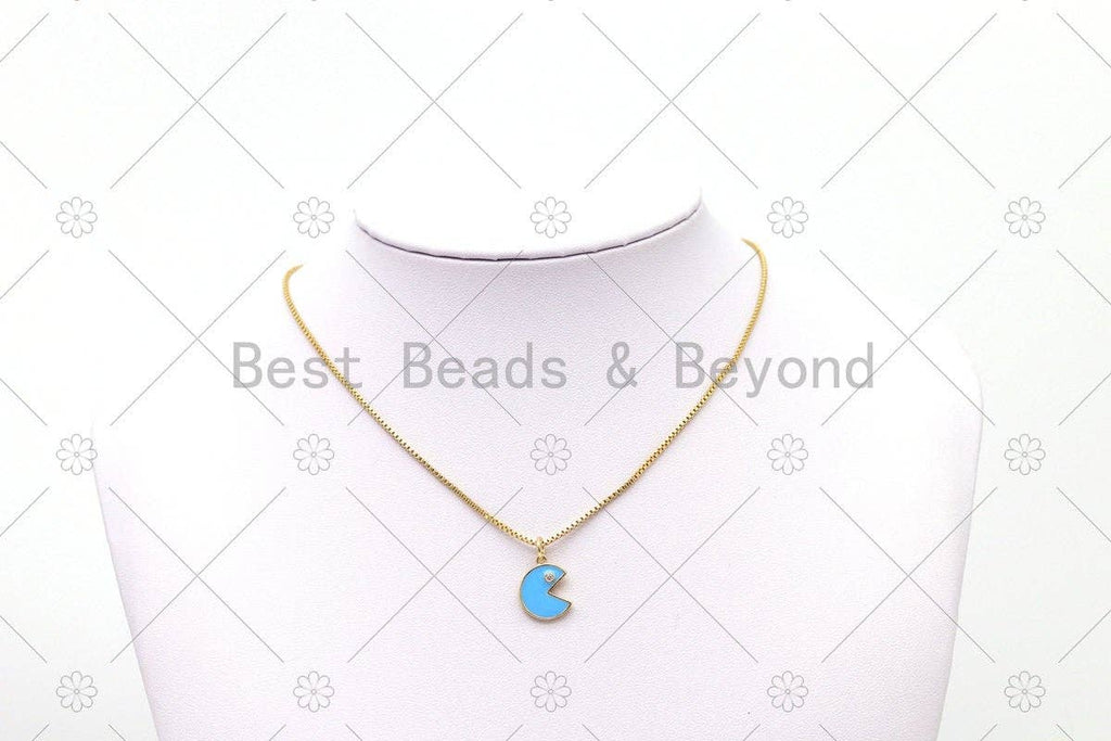 Enamel Colorful Cute Gluttonous Face with CZ Eye Shape Pendant, 18K Gold Filled Face Charm, Necklace Bracelet Charm Pendant, Sku#F1445C