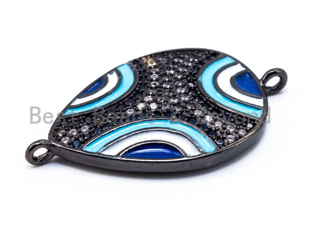 CZ Micro Pave Teardrop Evil eye connector/Link Finding, Clear CZ micro paved ,Cubic Zirconia CZ Space Connector,17x28mm, sku#E252C
