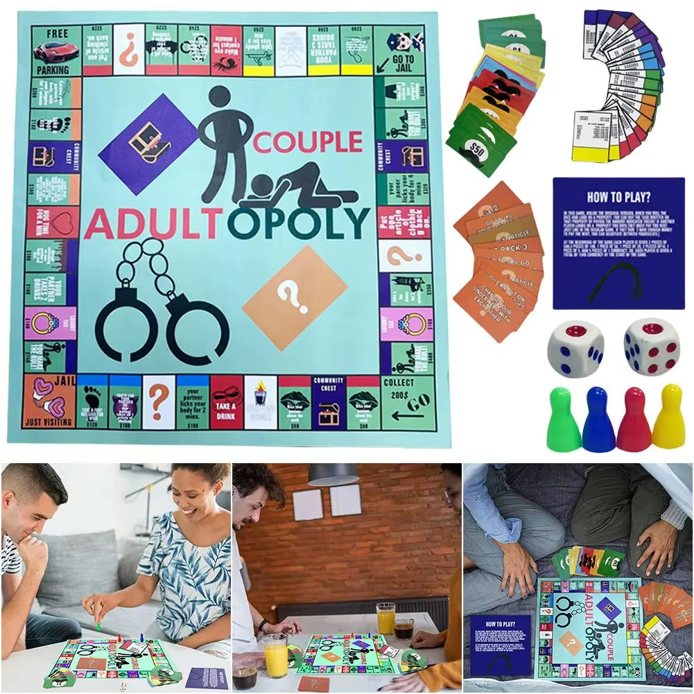 ！！Adultopoly Board Game Couple Adult Opoly Board Game Relationship Card Game Portable Couple Game Valentines Gifts for Him Her..