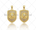 CZ Micro Pave North Star On Shield Pendant/Charm,Cubic Zirconia Star Charm, Necklace Bracelet Charm Pendant,16x25mm, Sku#LK190