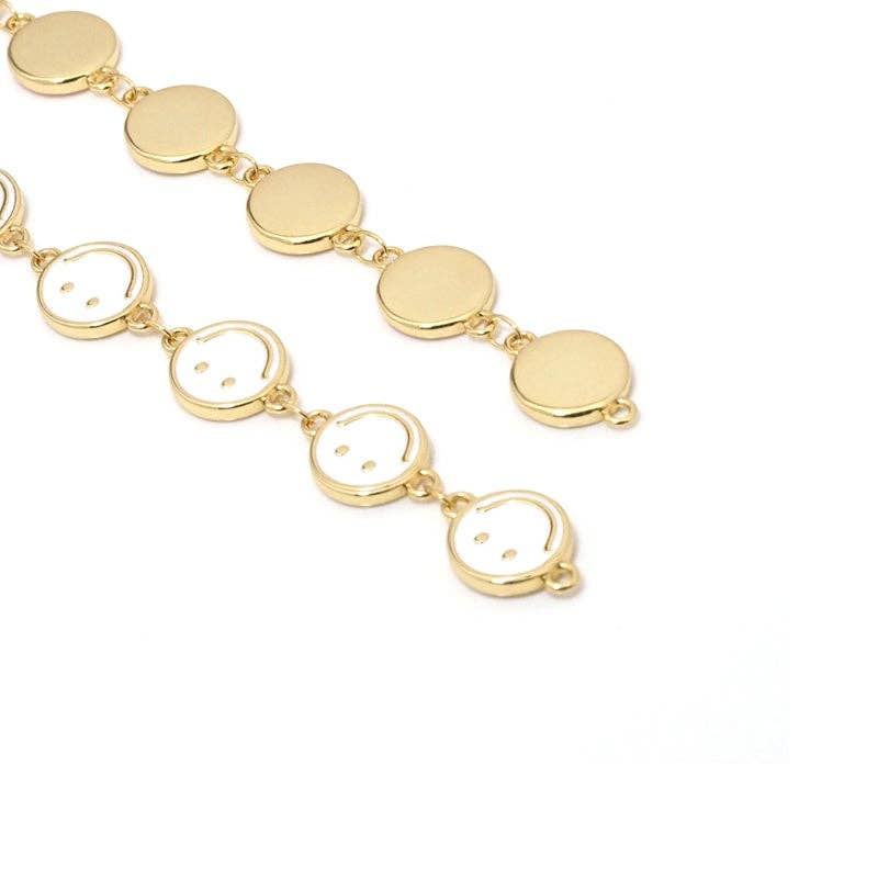 High Quality Pink White Enamel Smiley Face Chain,sku#LX212
