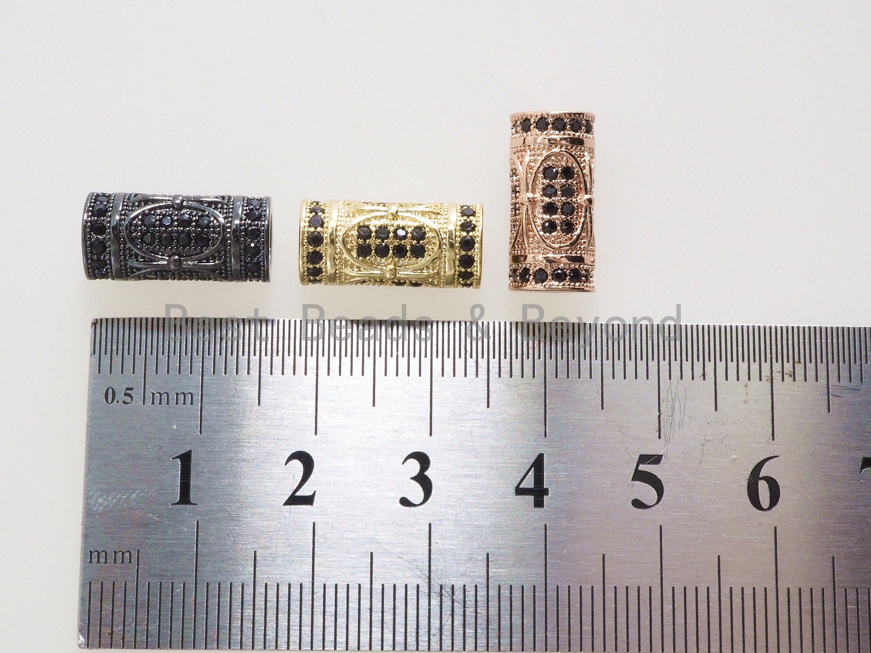 CZ Micro Pave Large hole Tube spacer beads charms/Drum barrel beads, Black CZ,15x8mm, sku#G403