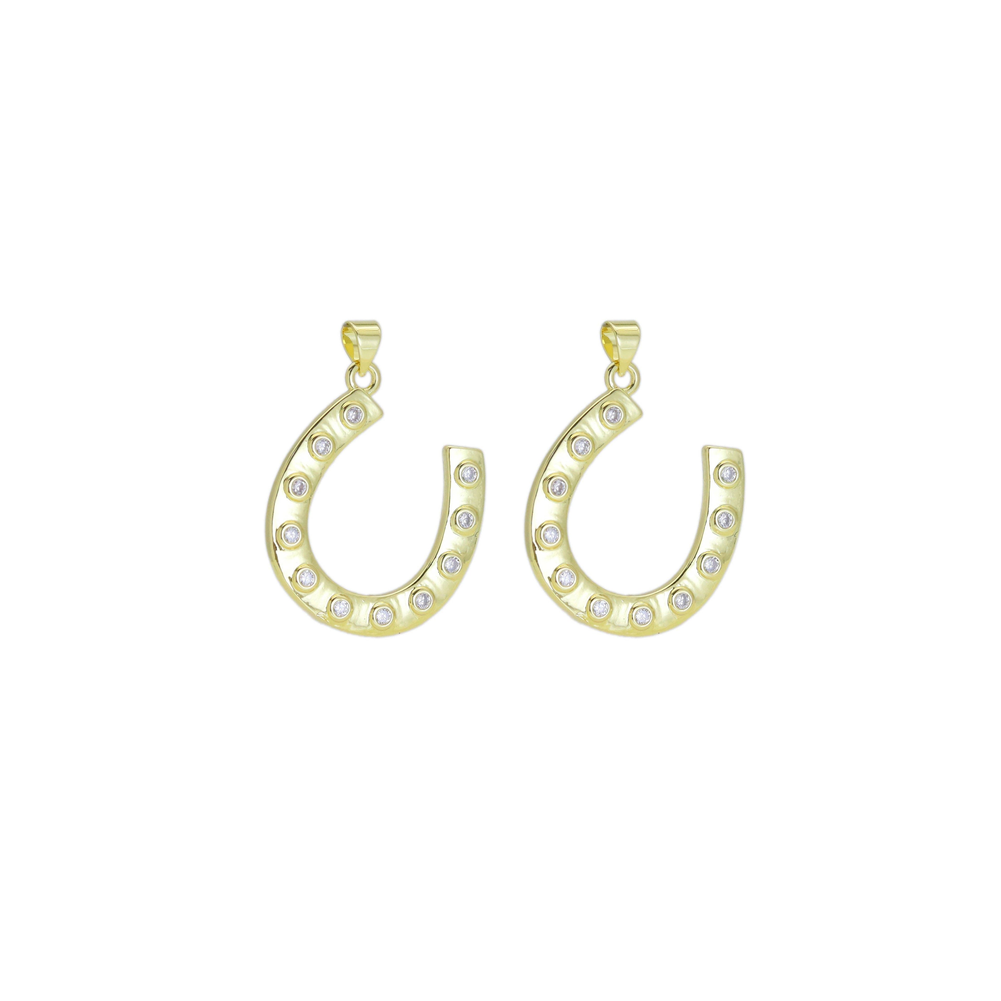 CZ Large Horseshoe U Shape Charm, Sku#LK910