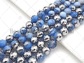 Natural Half Silver Plated Light Blue Agate Beads, 8mm/10mm/12mm Round Faceted Agate Beads, 15.5 Full Strand, sku# UA123