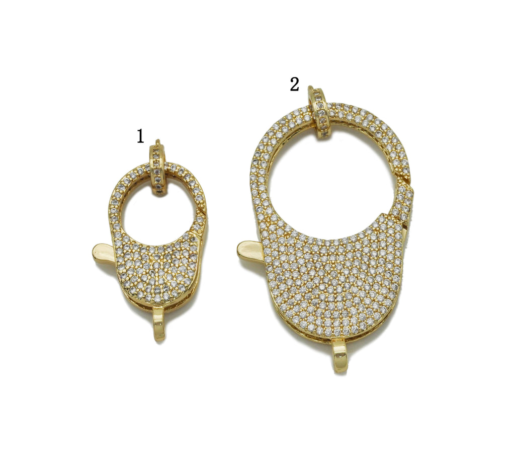 CZ Gold Oval Lobster Clasp, Sku#H341/H104