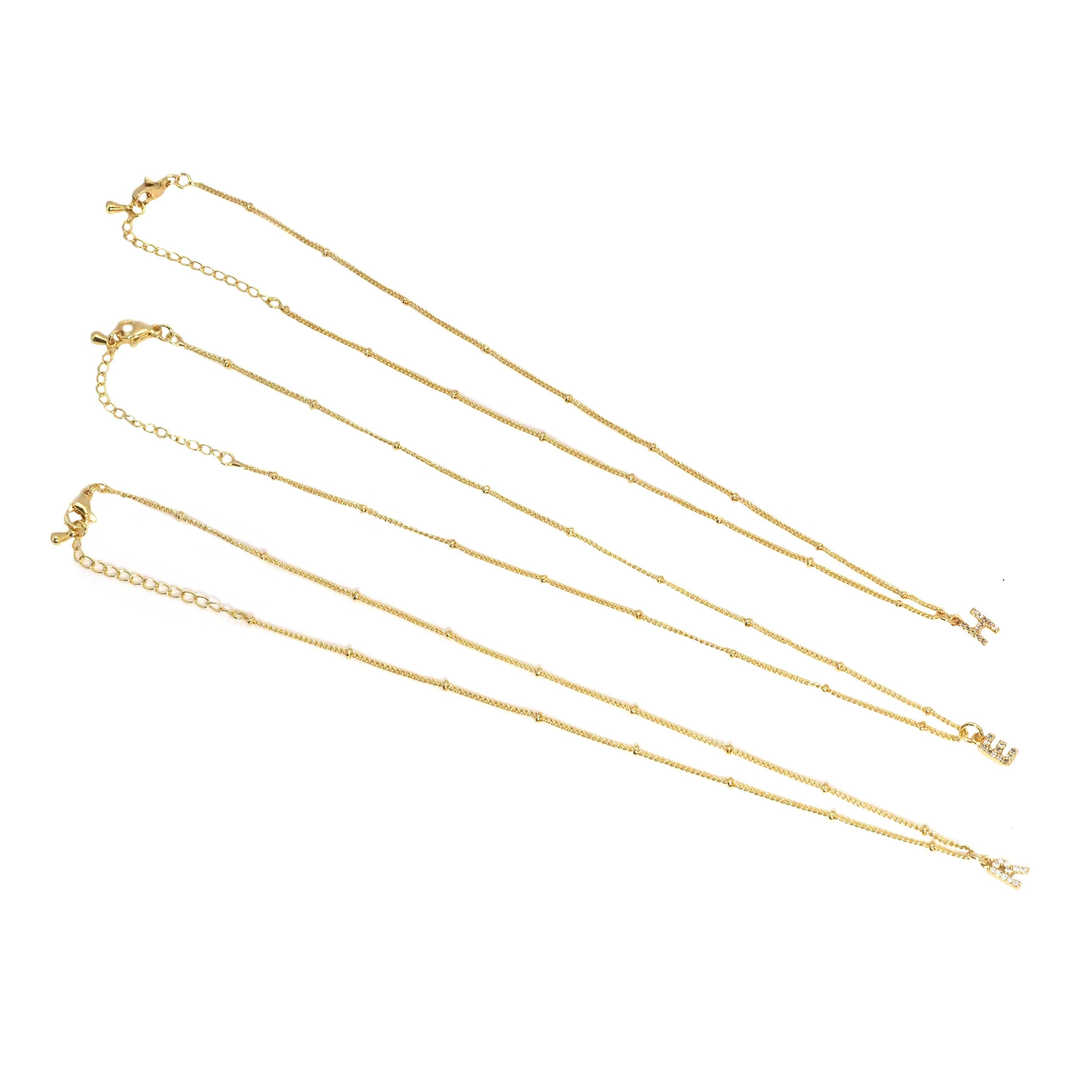 Gold Dainty Chain Initial Necklace,sku#EF297