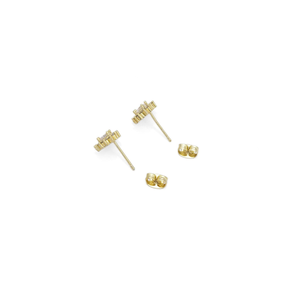 Gold Clear CZ Heart Stud Earrings, Sku#LX334