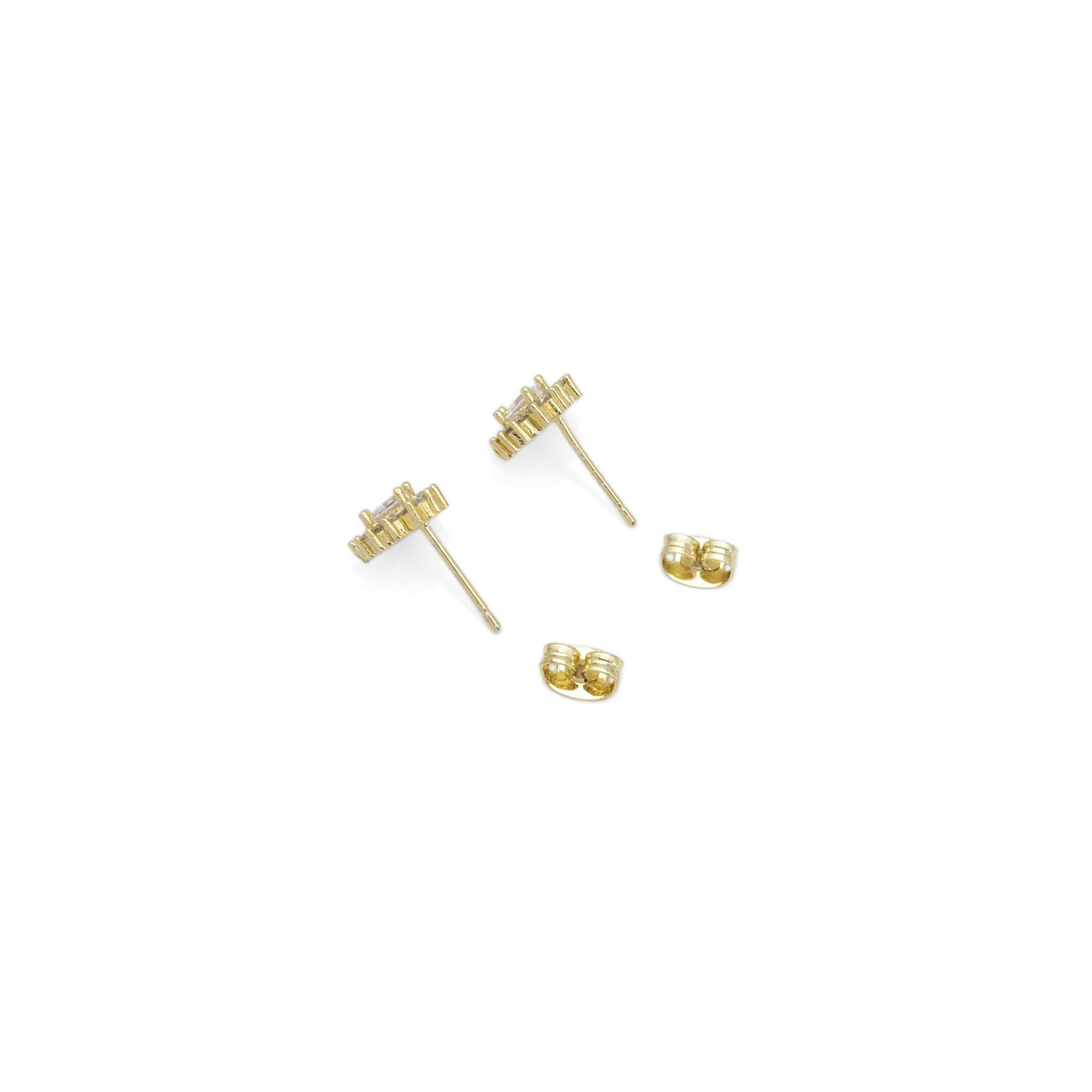 Gold Clear CZ Heart Stud Earrings, Sku#LX334
