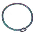 Rainbow Link Chain Carabiner Pendant Necklace, Sku#EF517