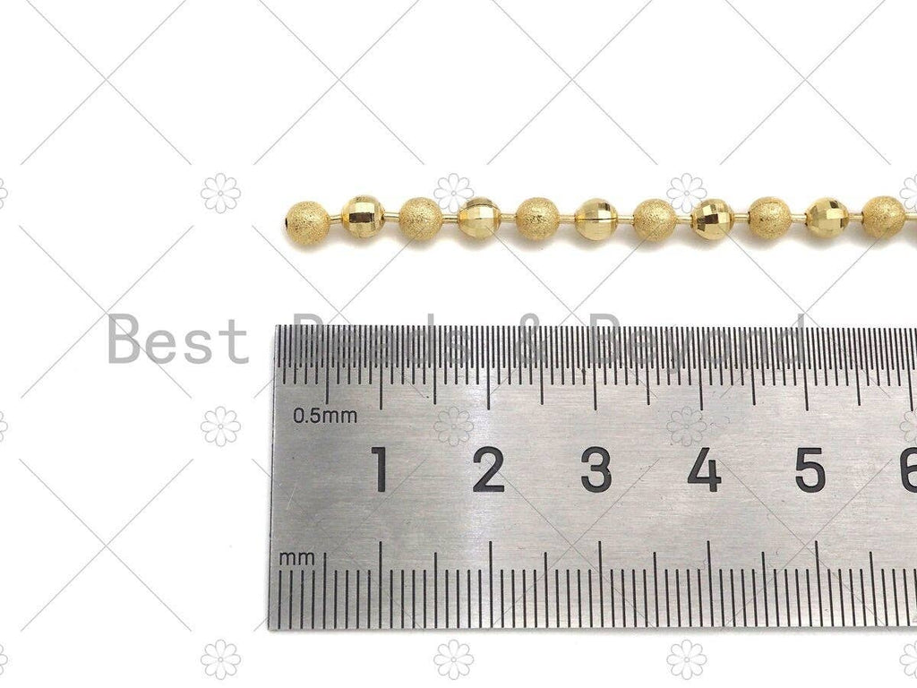 Matte Shiny Mixed 18K Gold 4mm Ball Chain by yard