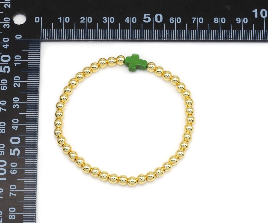 Colorful Cross Gold Hematite Adjustable Bracelet, Sku#EF266