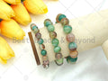 Natural Green Brown Banded Agate Stretchy Bracelet, Sku#EF25c