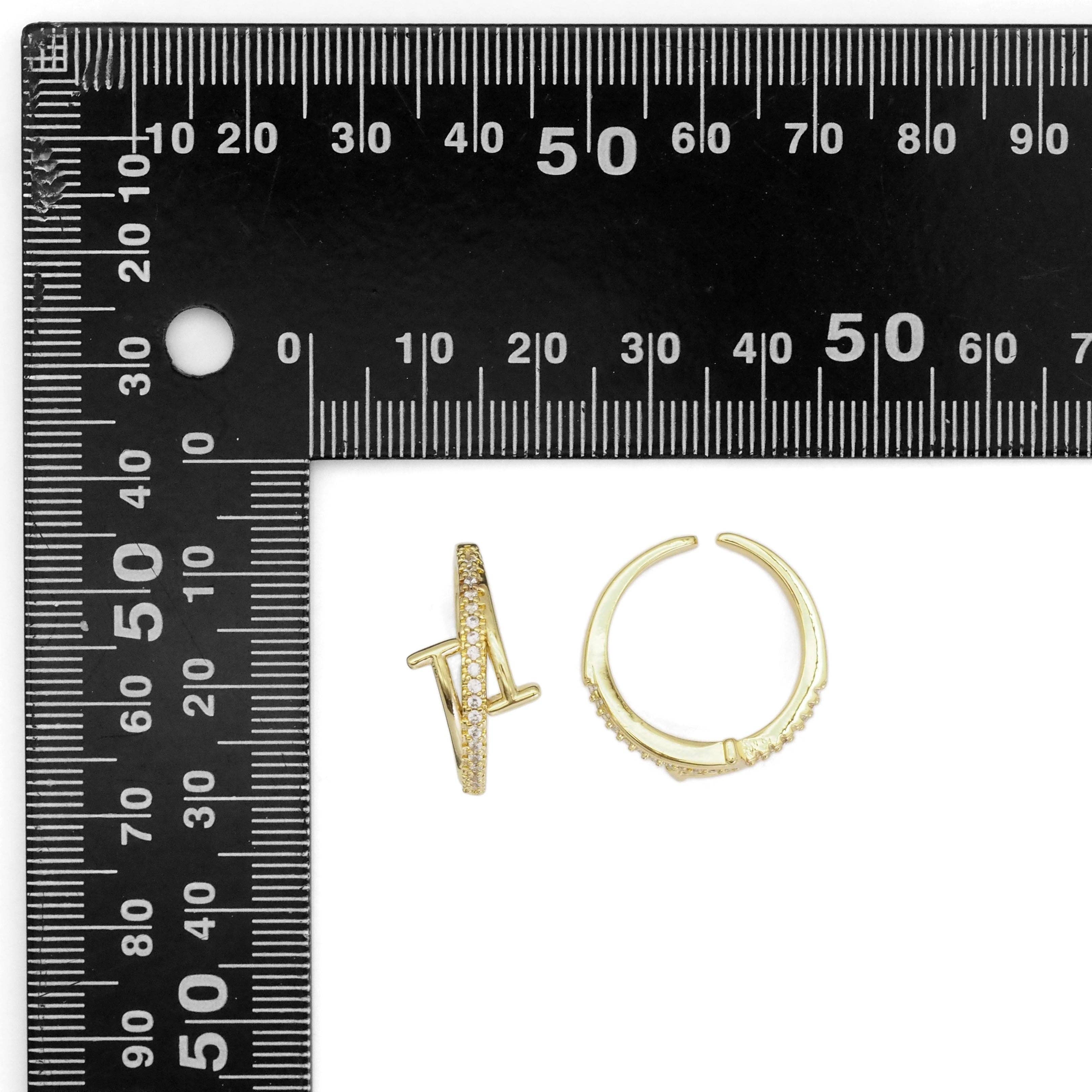 Gold CZ T Adjustable Ring, Sku#LX270