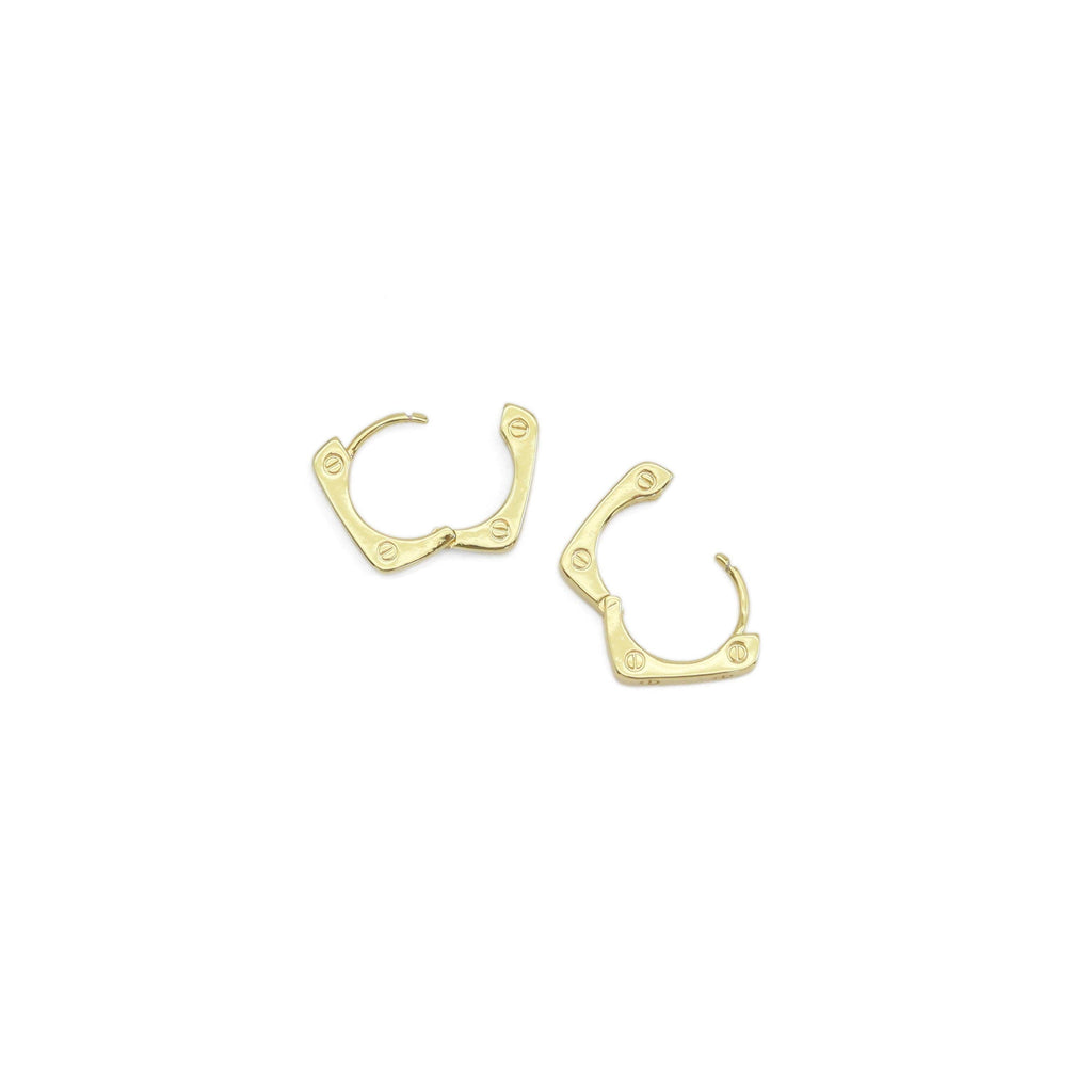 Gold Square Frame Huggie Earrings, Sku#ZX177