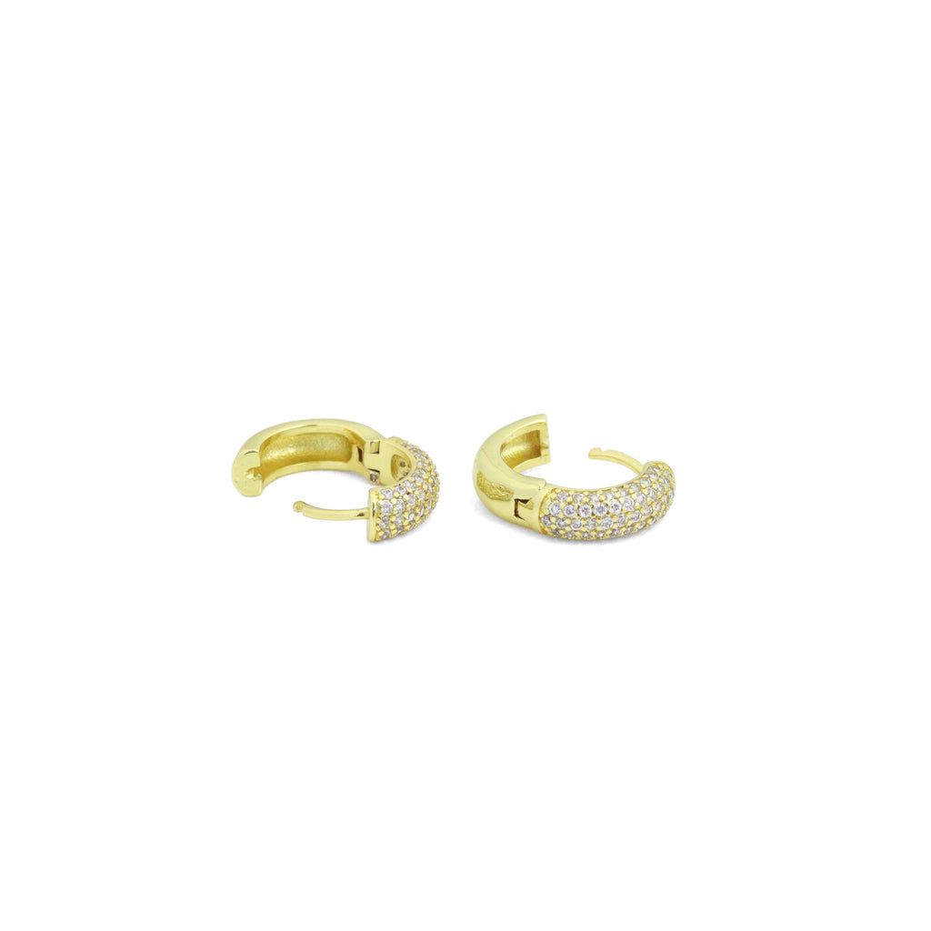 Clear CZ Silver Gold Hoop Earrings, Sku#A478