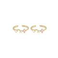 Gold CZ Moon Star Adjustable Ring, Sku#LD451