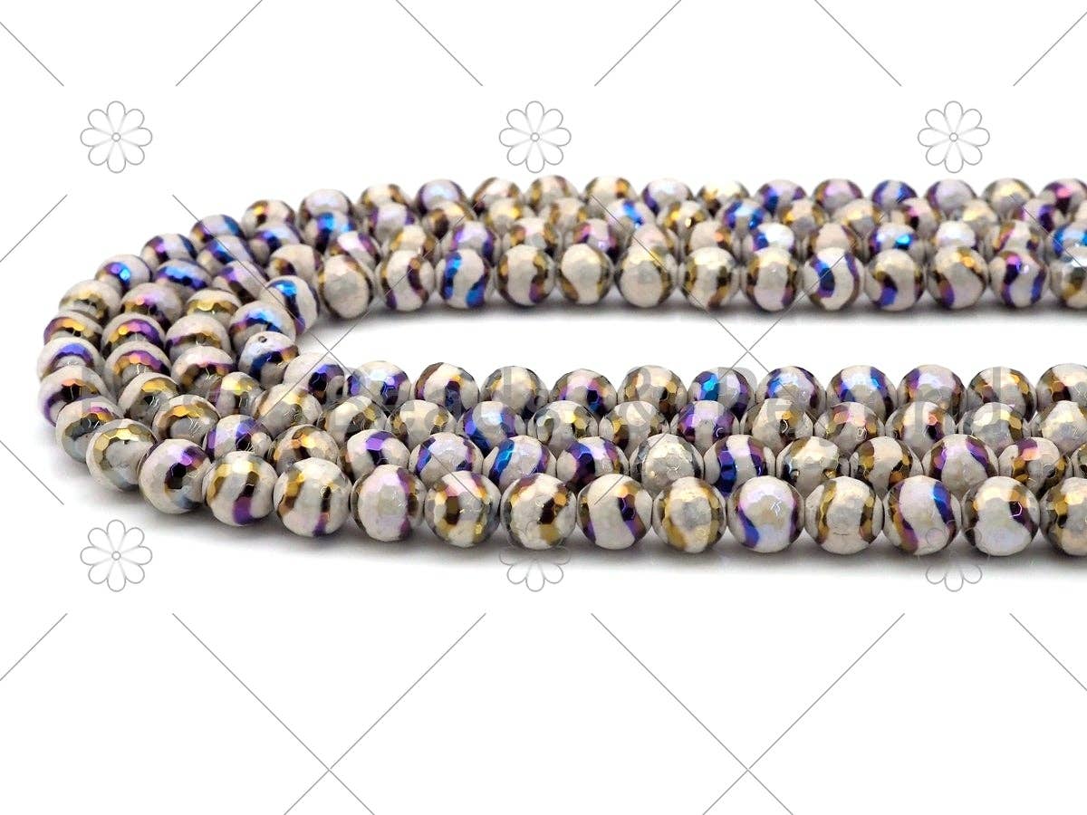 Mystic AB White Tibetan Agate with Double Line, Sku#UA230