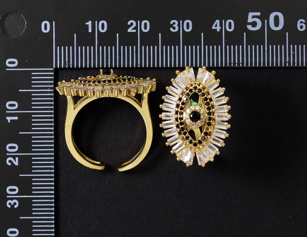 CZ Pave Evil Eye Ring,Sku#B152