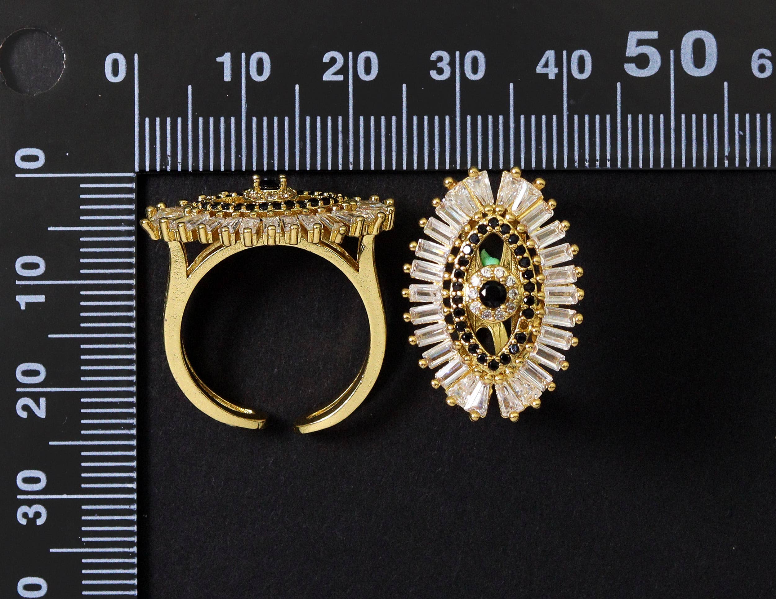 CZ Pave Evil Eye Ring,Sku#B152