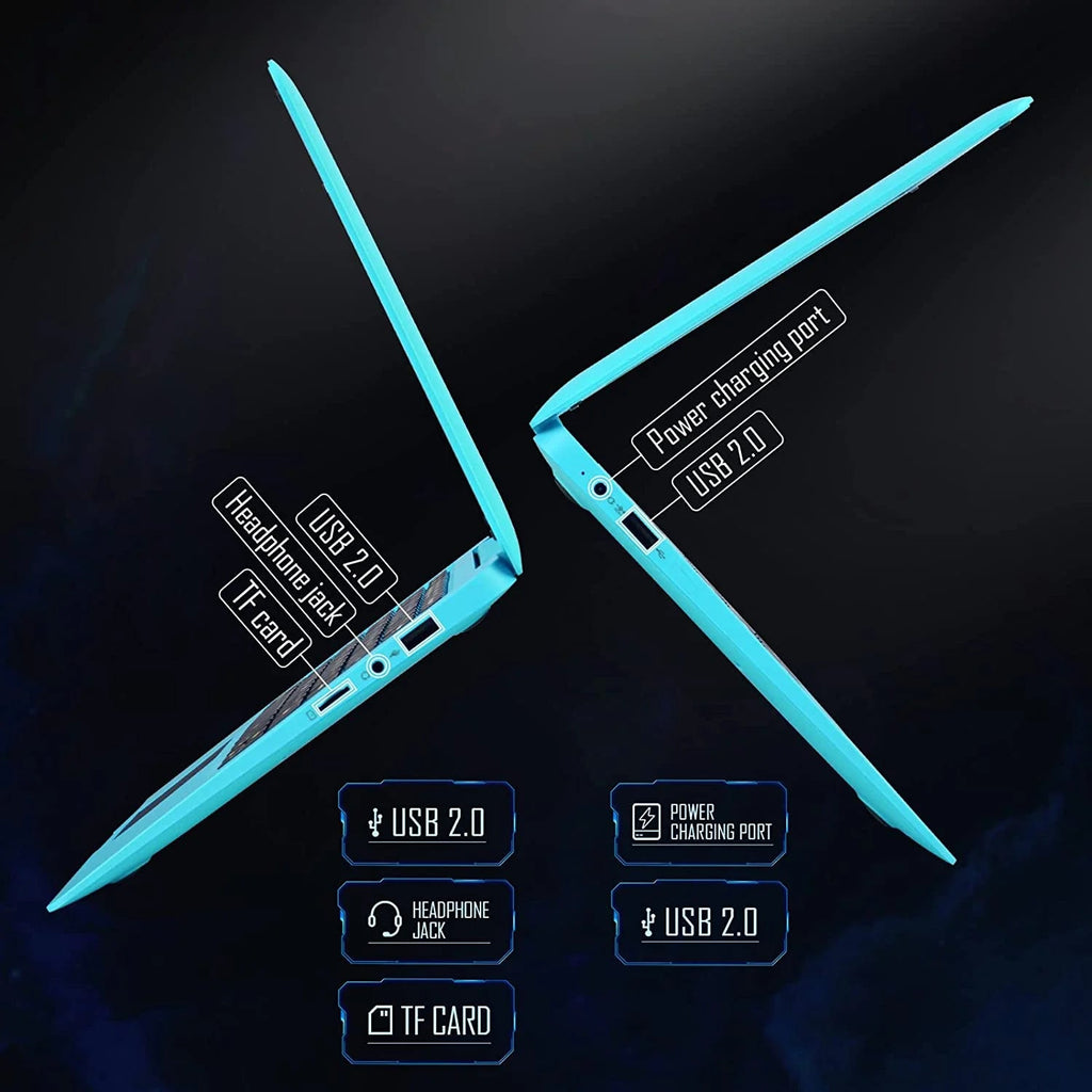 10.1 Inch Laptop Android 12.0 Computer, Quad Core Powered Netbook,2G RAM+64 GB ROM Mini Laptop Computer for Kids with Bag, Mouse, and Mouse Pad(Blue)