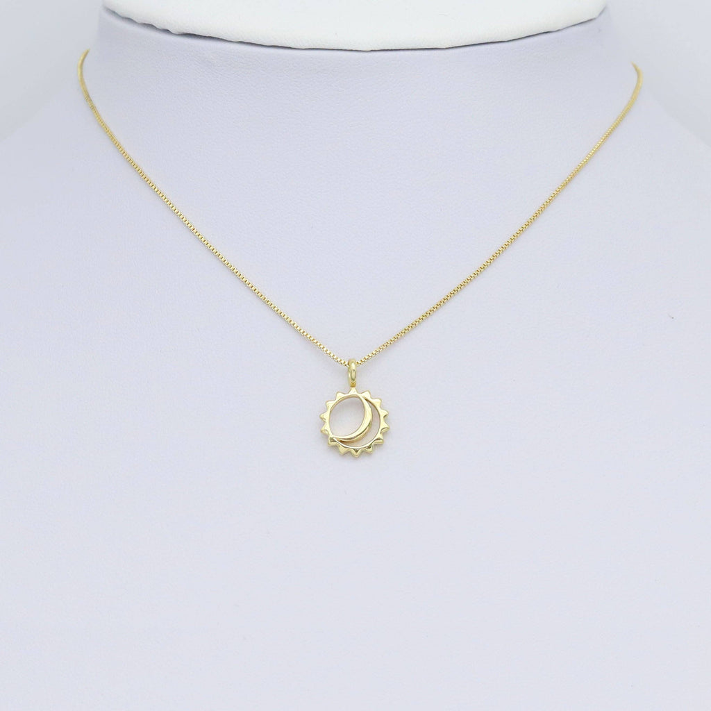 Gold Cresent Moon in Hollow out sun Charm Pendant, Sku#Y989
