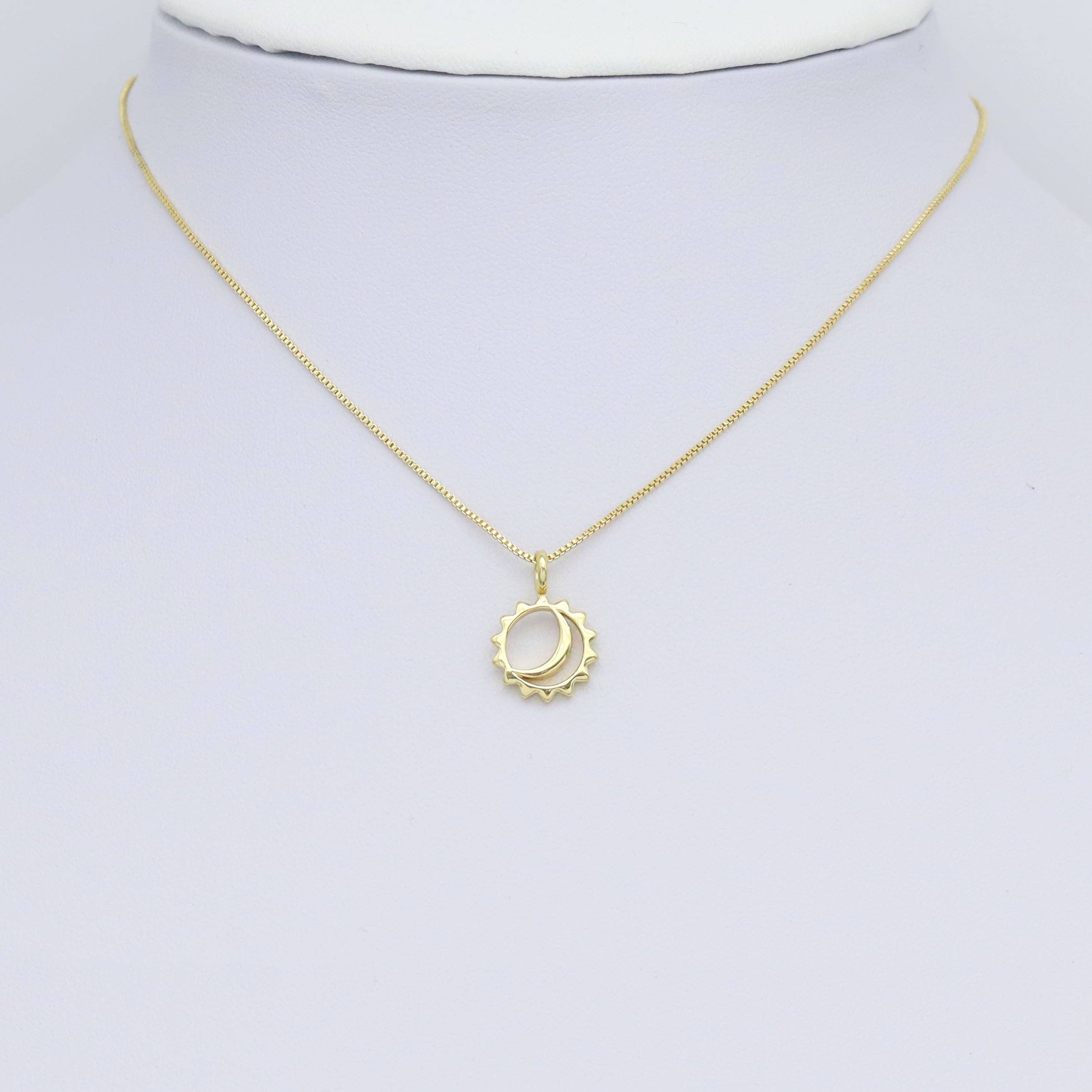 Gold Cresent Moon in Hollow out sun Charm Pendant, Sku#Y989