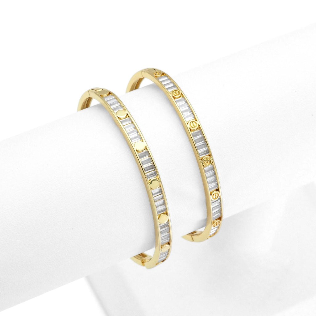 Clear Baguette CZ Gold Heart Thin Bracelet, Sku#LX262