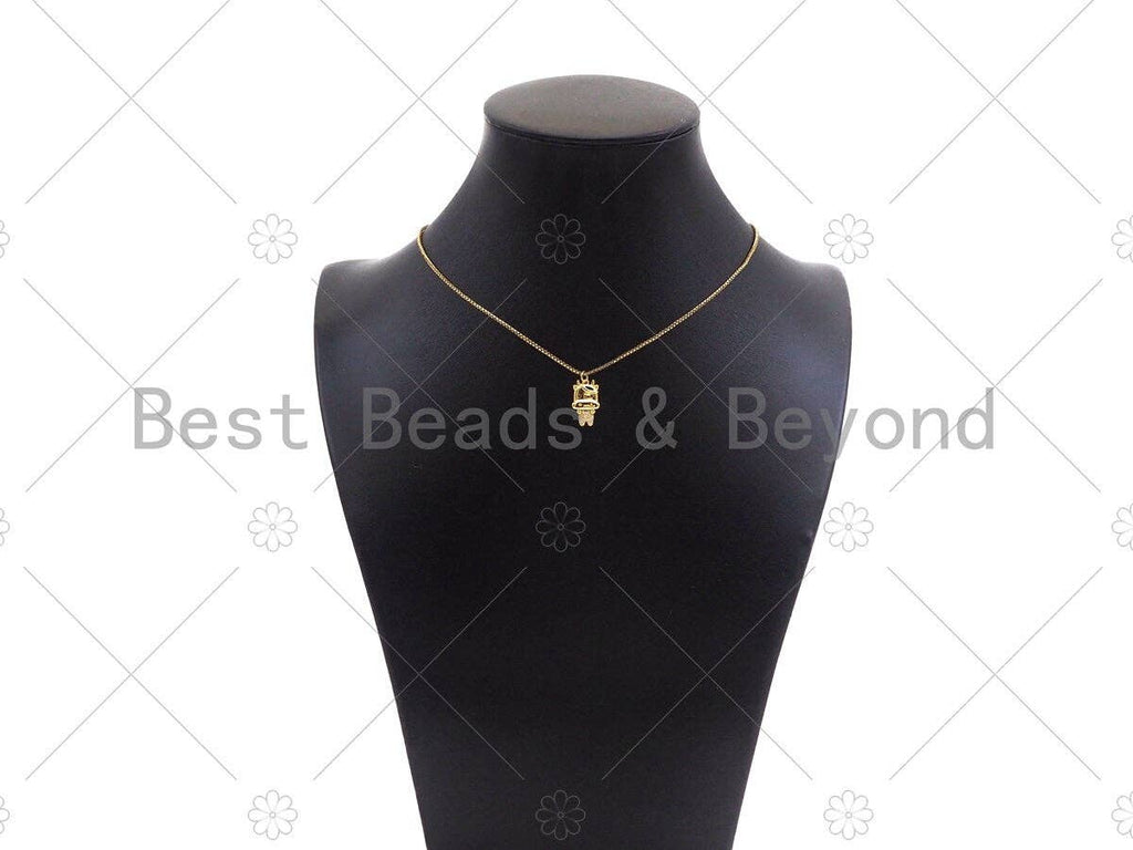 Gold Filled CZ Micro Pave Cute Cows Shape Pendant, 18K Gold Filled Cow Charm, Necklace Bracelet Charm Pendant, 9x15mm, Sku#Y452