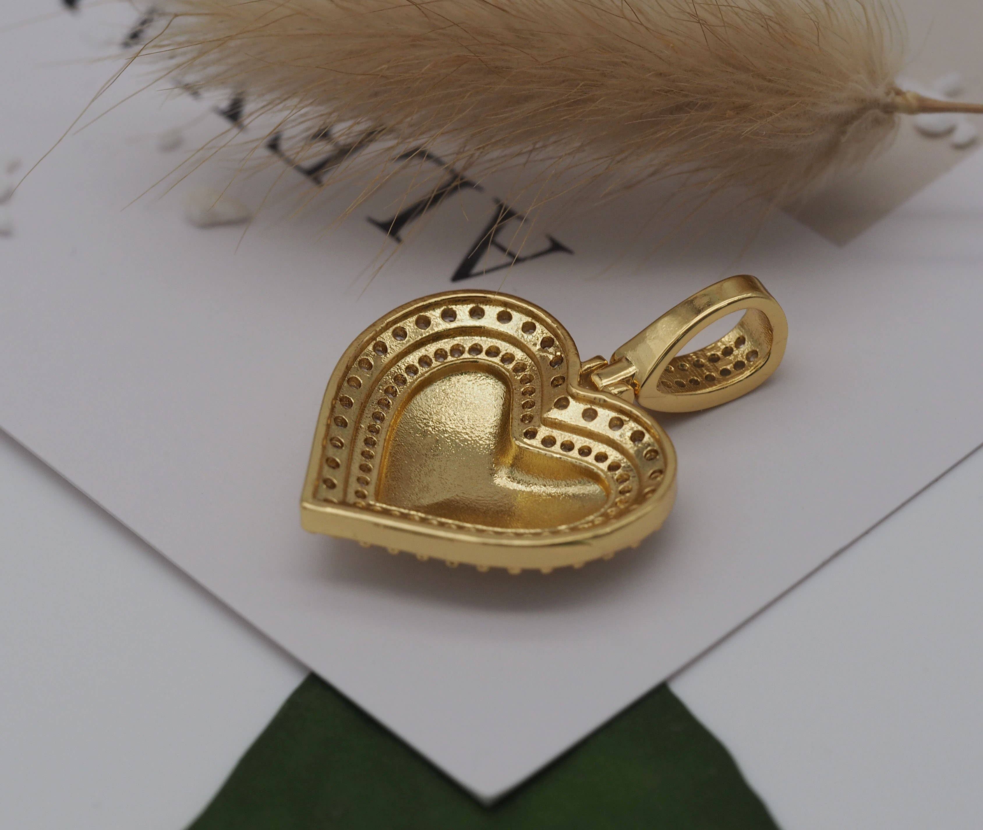CZ Heart Charm, Sku#LK631