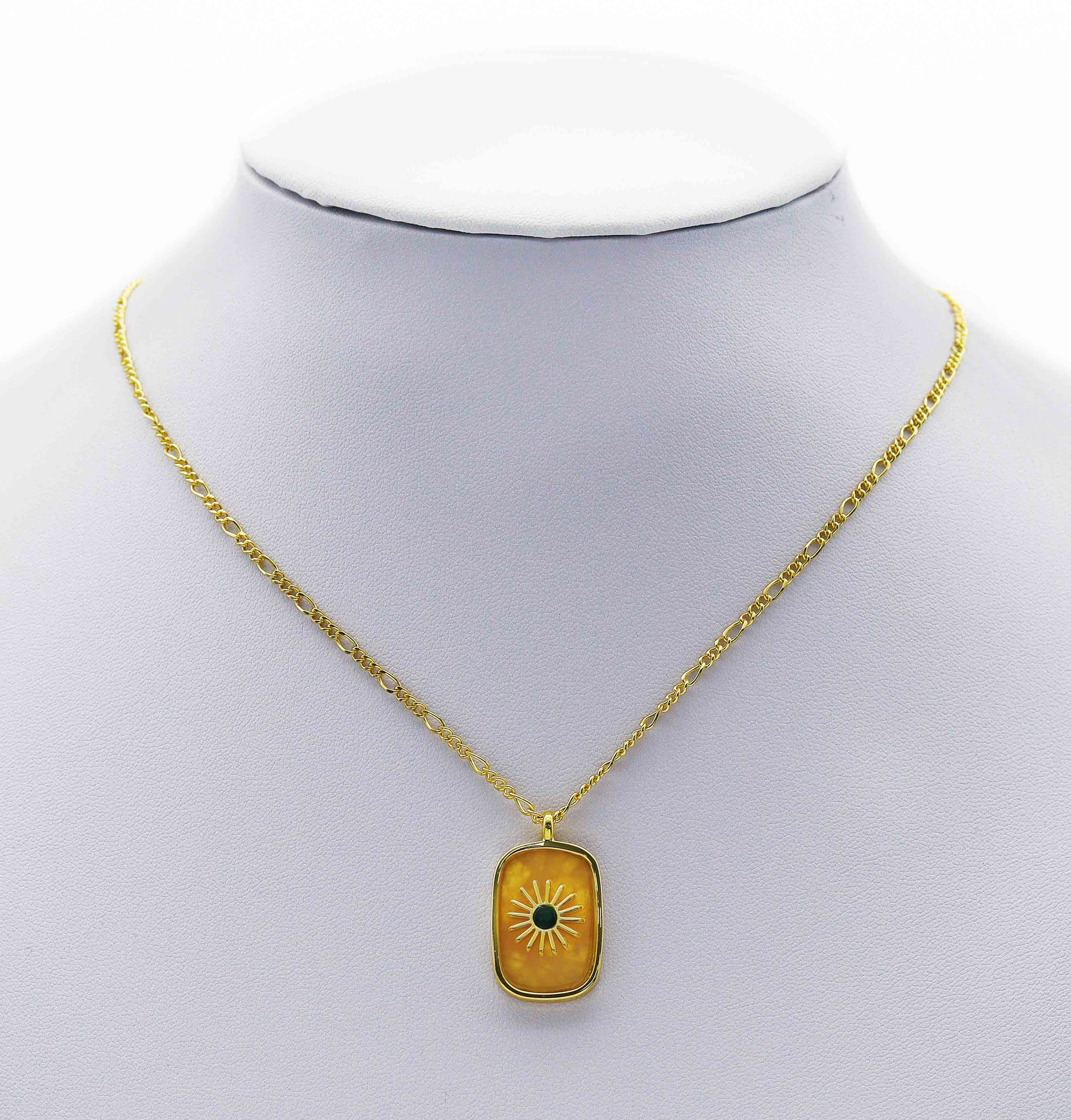 Gold North Star On Rectangle Gemstone Charm, Sku#LY14c
