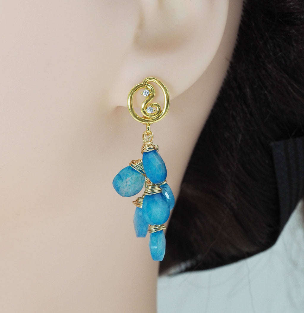 Natural Quartz Stone Earrings, Sku#LX174