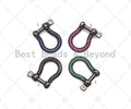 Colorful CZ Paved Buckle Shape clasp, Buckle Clasp Lock, U shape Clasp, Green/Fuchsia/Cobalt/Black Screw Clasp, 16x22mm, Sku#ML43
