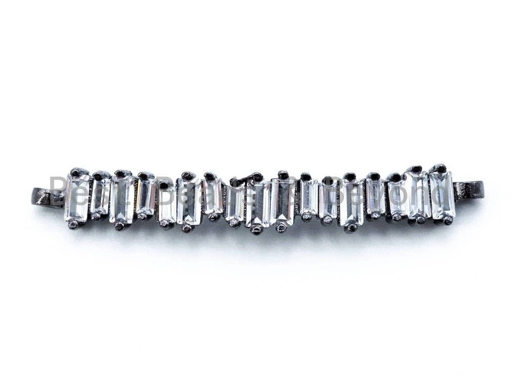 Clear CZ Micro Pave Bar Connector, Pave Connector beads, 6x38mm, sku#E166C