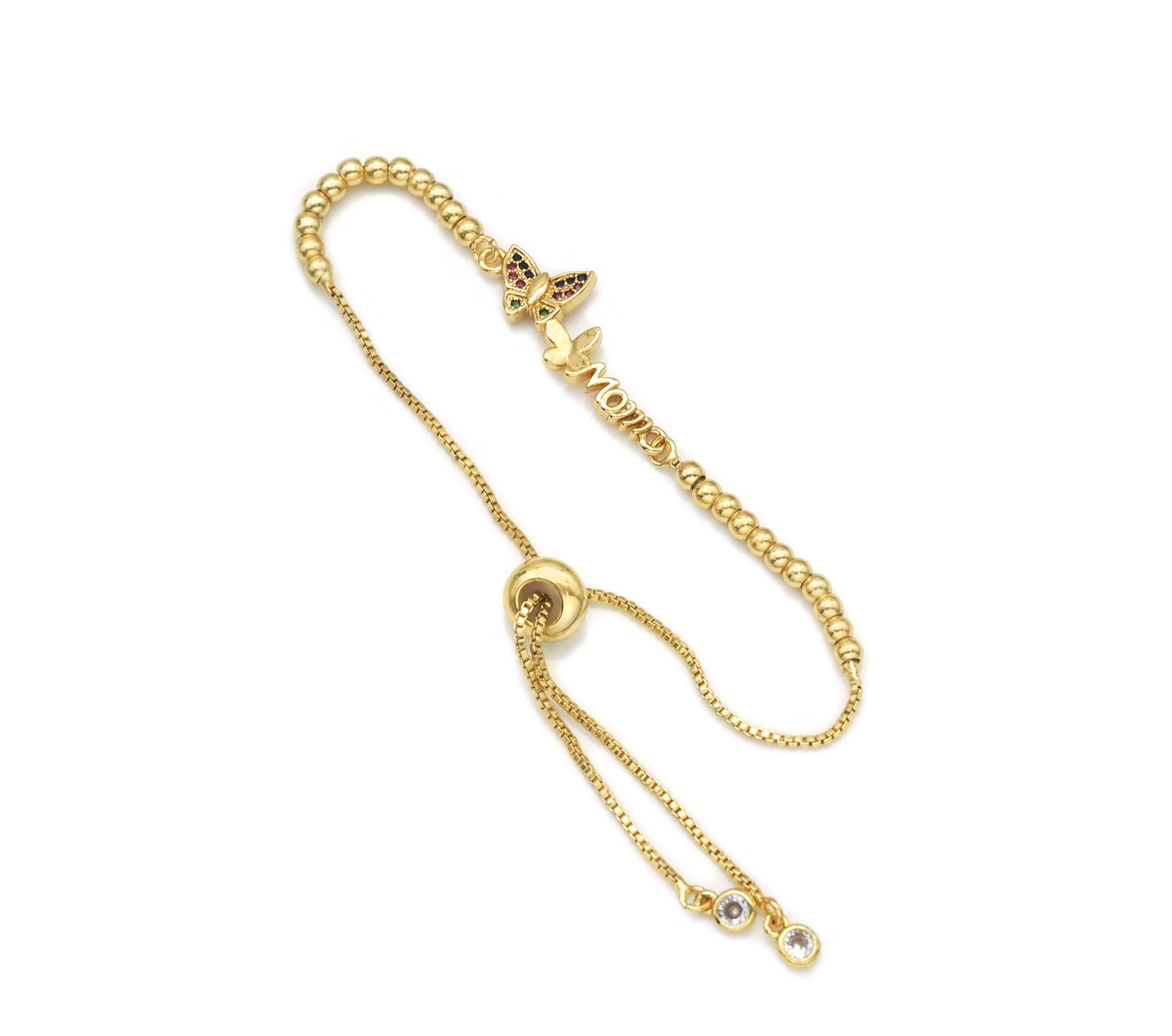 MAMA MOM Butterfly Adjustable ball chain bracelet, sku#JL149