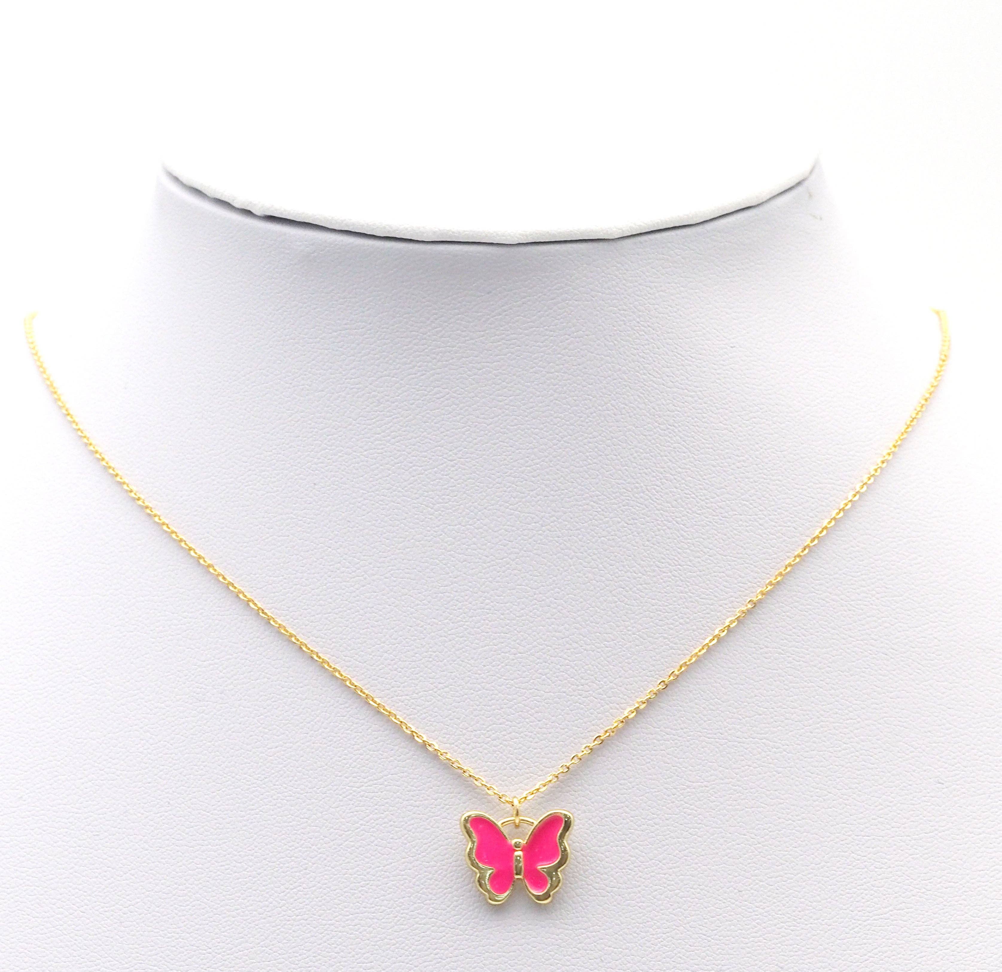 CZ Gold Colorful Enamel Butterfly Charm, Sku#JL154