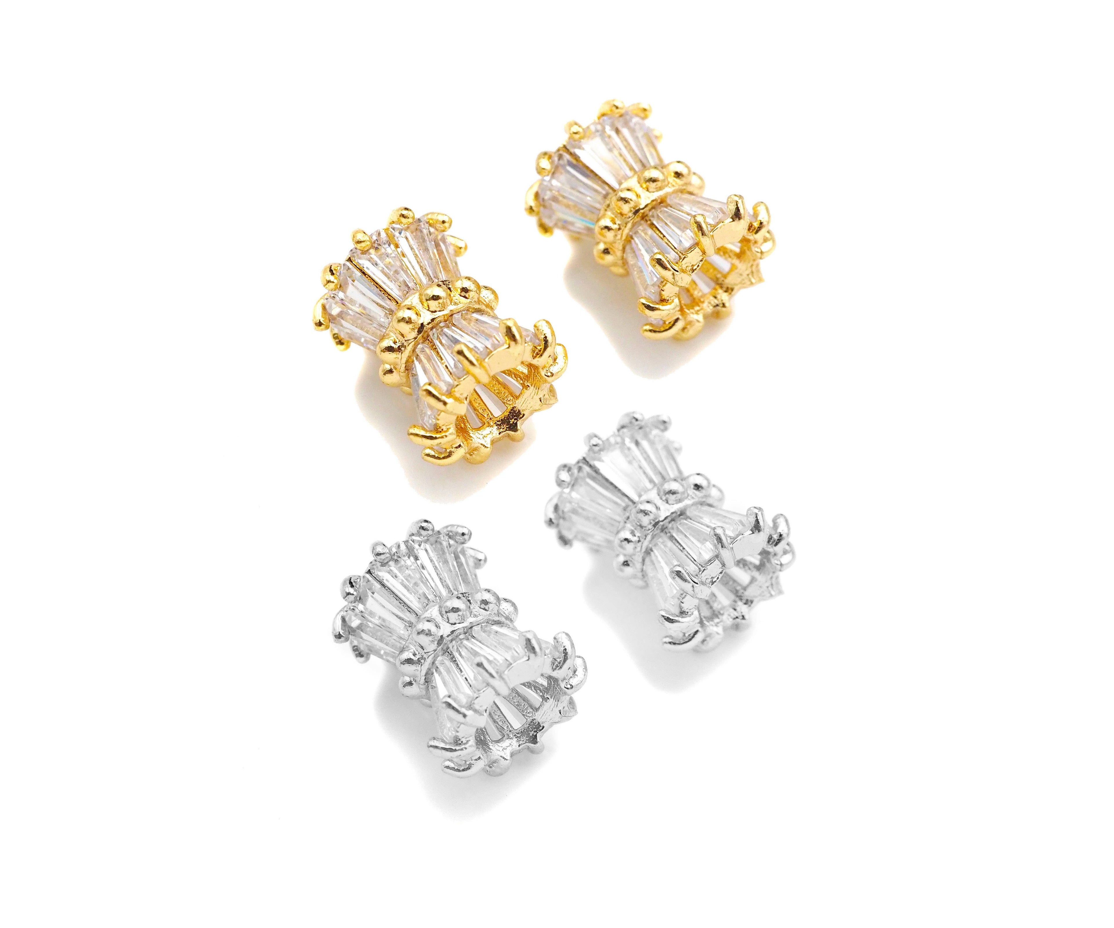 Gold Filled CZ Micro Pave Drum Shape Spacer Beads, 11x9mm, Sku#ZX25