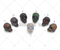 CZ Pave Paracord Sliding Skull Beads, Orange/Green/White Skull Beads, Paracord Beads, Paracord Survival Bracelet,, 11x15mm, sku#Y269