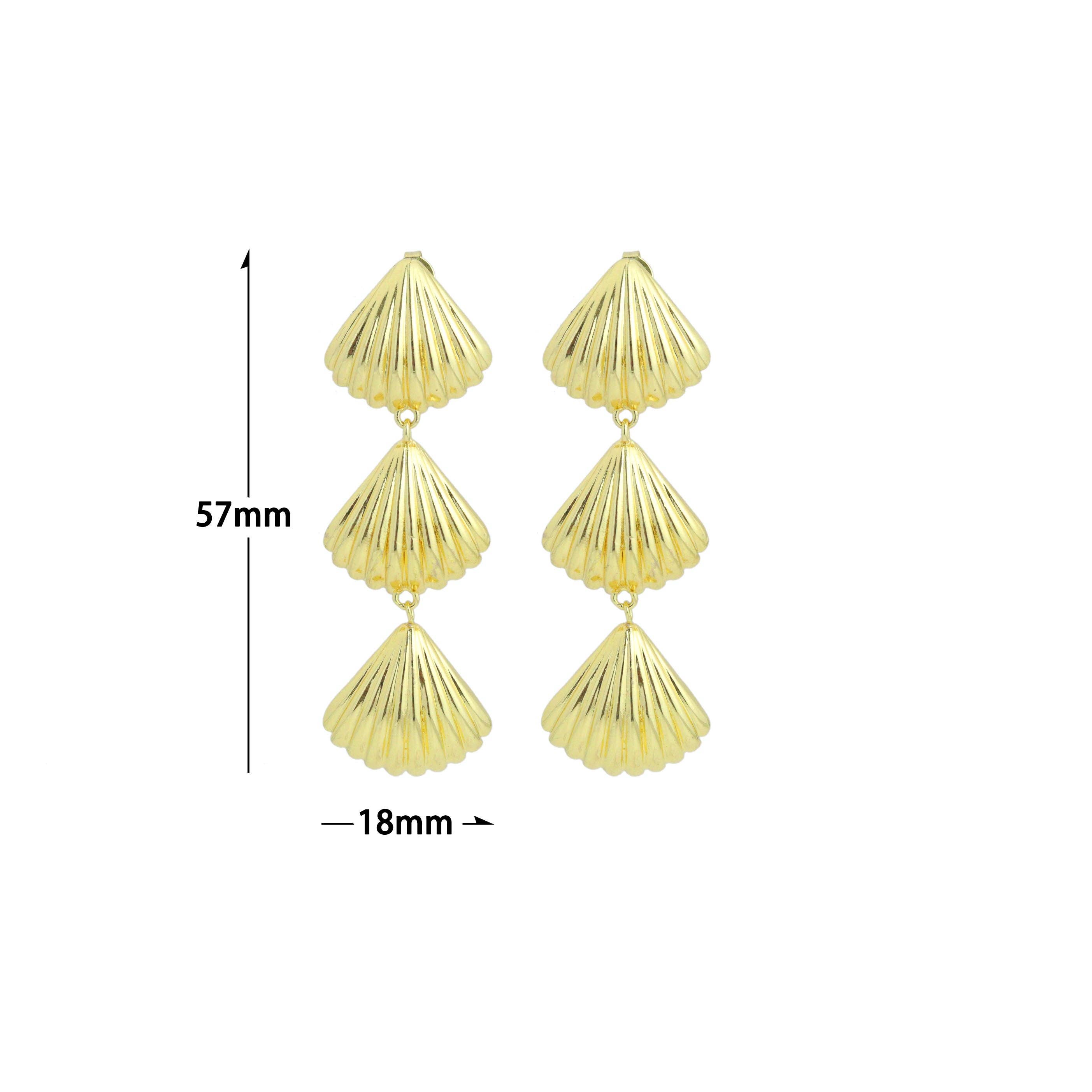 Gold Silver String of Shell Dangle Earrings, Sku#A468