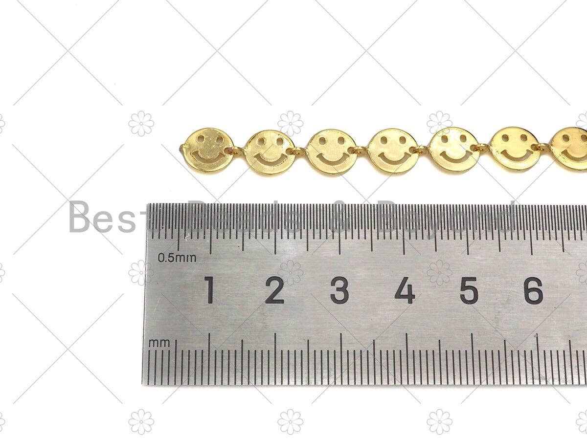 New Style 18K gold Cute Smiley face Chain by ft, 8x8mm smiley face chain, Fun Chain, Happy Face Chain, Wholesale Chain, sku#E532