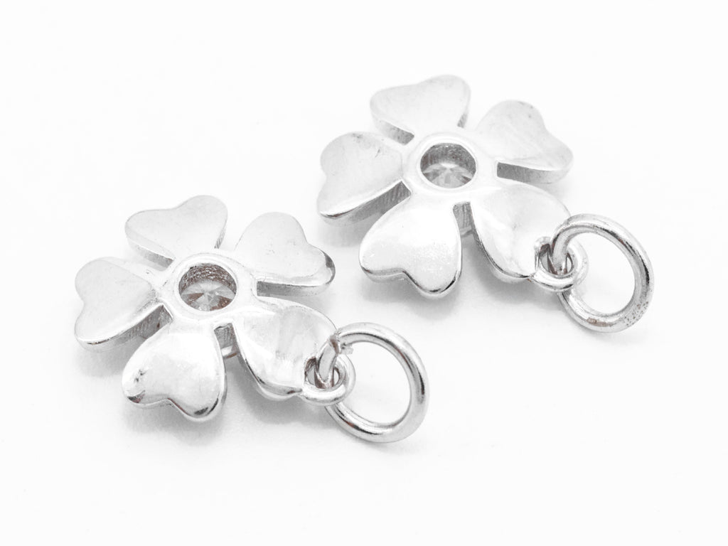 CZ Clear Pave Flower Pendant/Charm, Matte Finish Flower, Cubic Zirconia Charm/Pendant, 11x12mm, sku#Y7