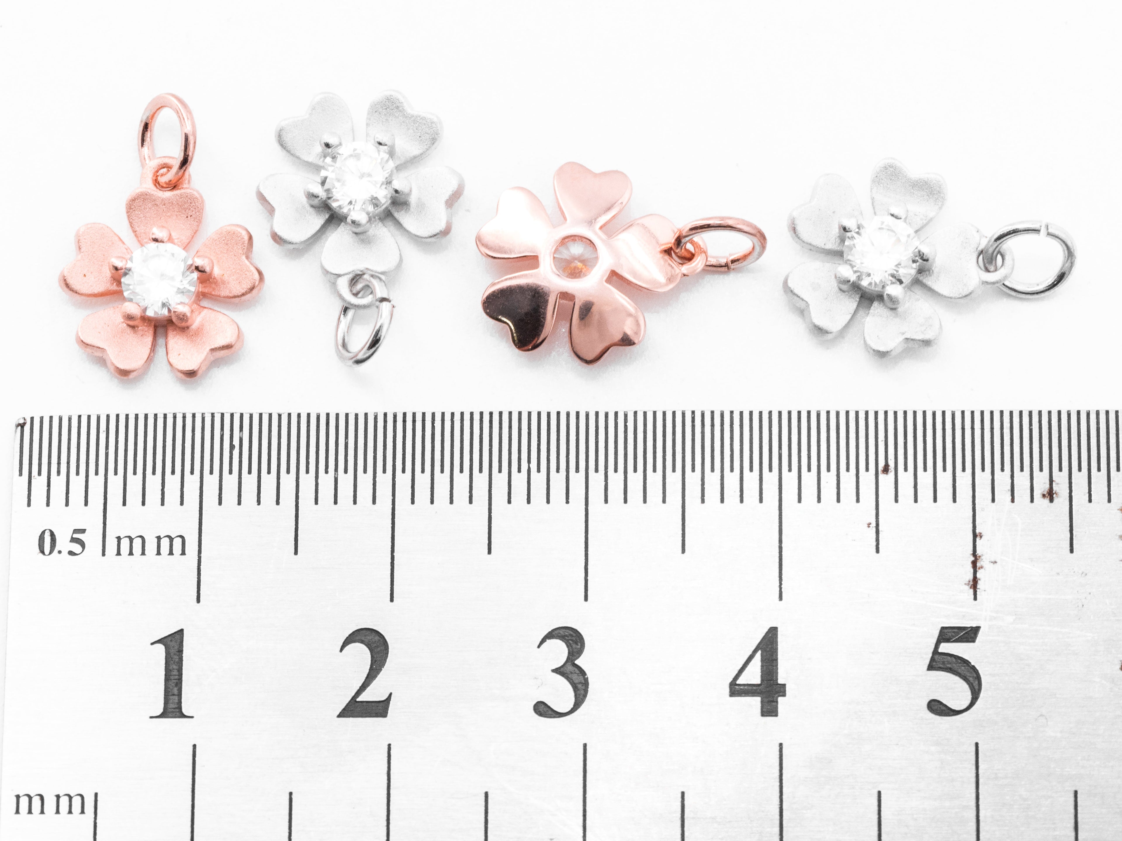 CZ Clear Pave Flower Pendant/Charm, Matte Finish Flower, Cubic Zirconia Charm/Pendant, 11x12mm, sku#Y7