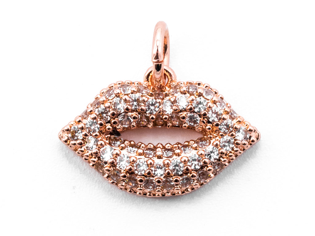 CZ Clear Micro Pave Sexy Lip Pendant/Charm, Cubic Zirconia Pendant,10x15mm, Sku#Y11