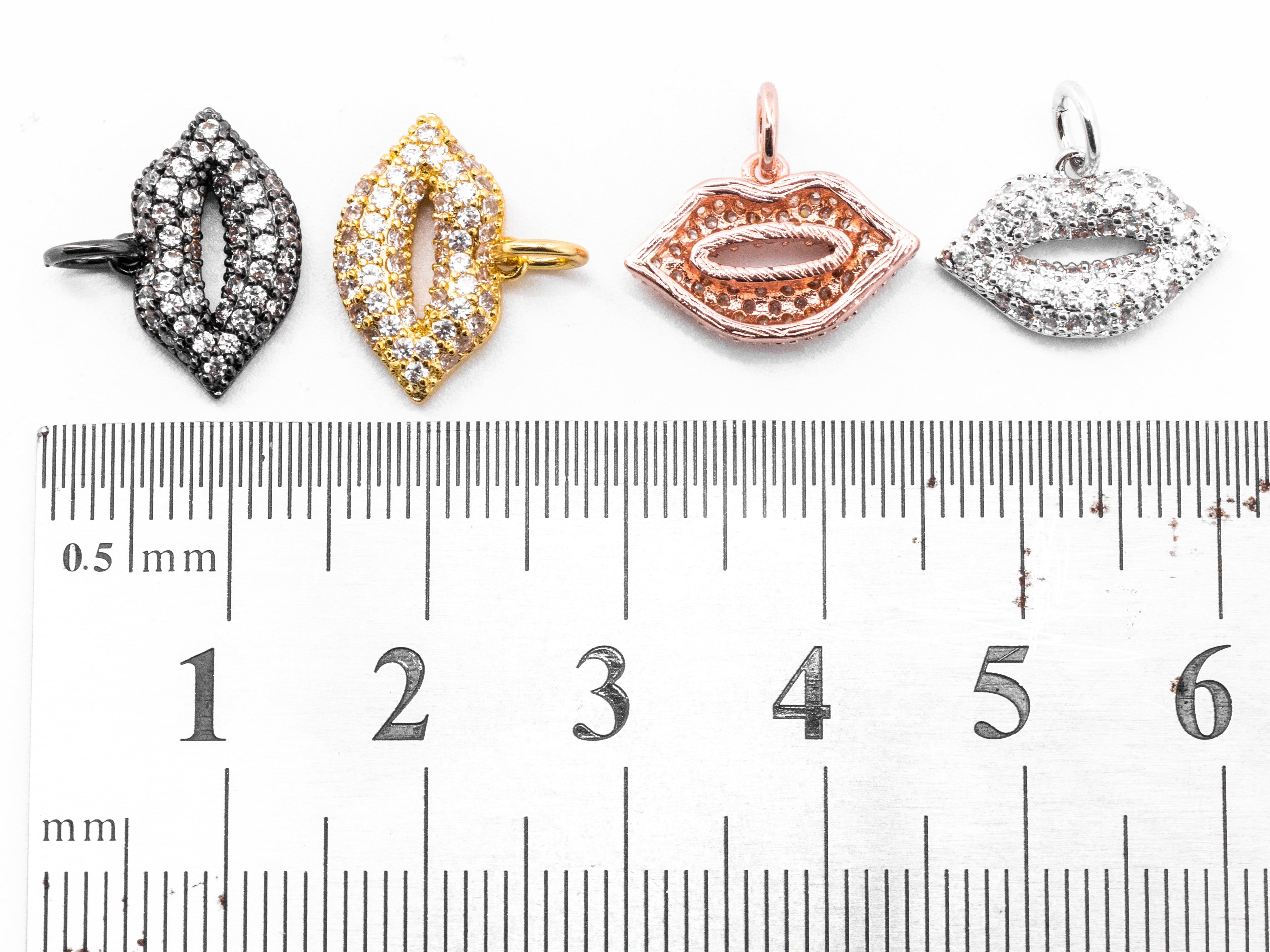 CZ Clear Micro Pave Sexy Lip Pendant/Charm, Cubic Zirconia Pendant,10x15mm, Sku#Y11