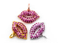 CZ Micro Pave Fuchsia Sexy Lip Pendant/Charm, Cubic Zirconia Pendant/charm,10x15mm, 1pc or 2pcs sku#Y12