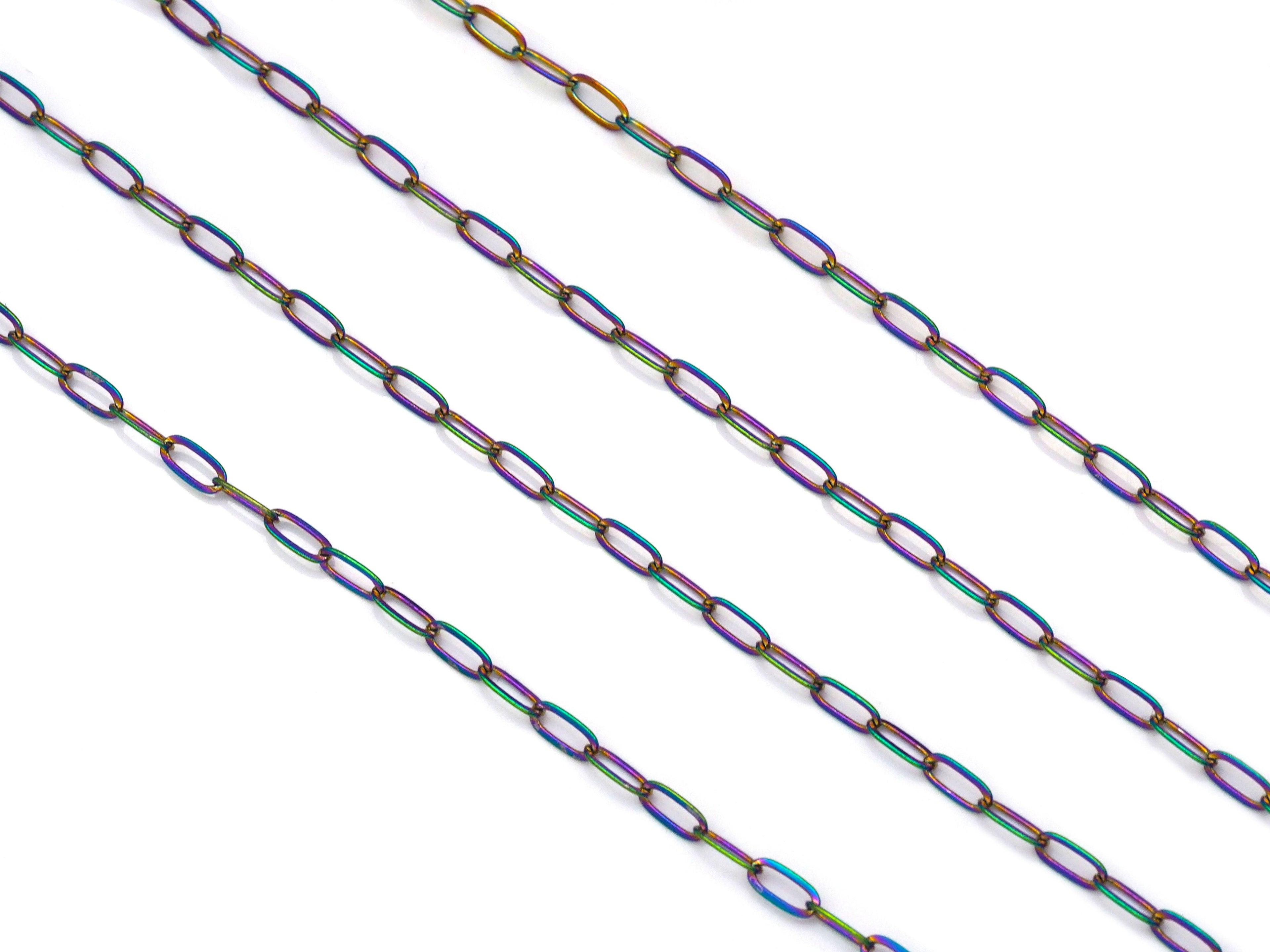 Rainbow Paperclip Small link metal chain, sku#LX112