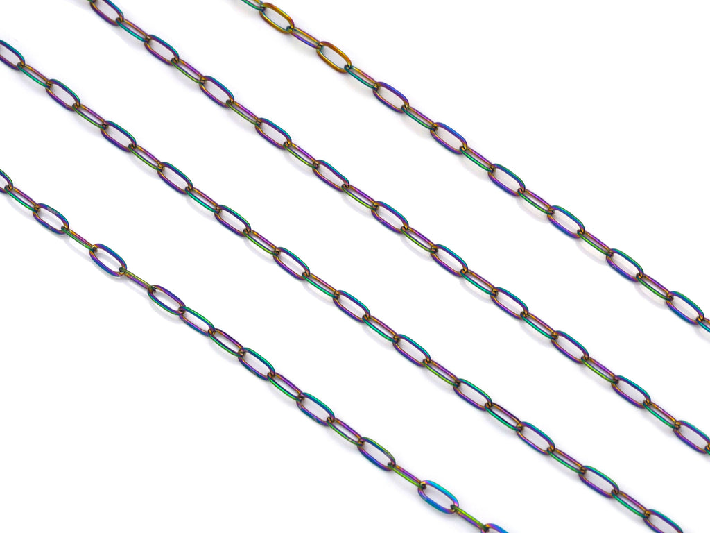 Rainbow Paperclip Small link metal chain, sku#LX112