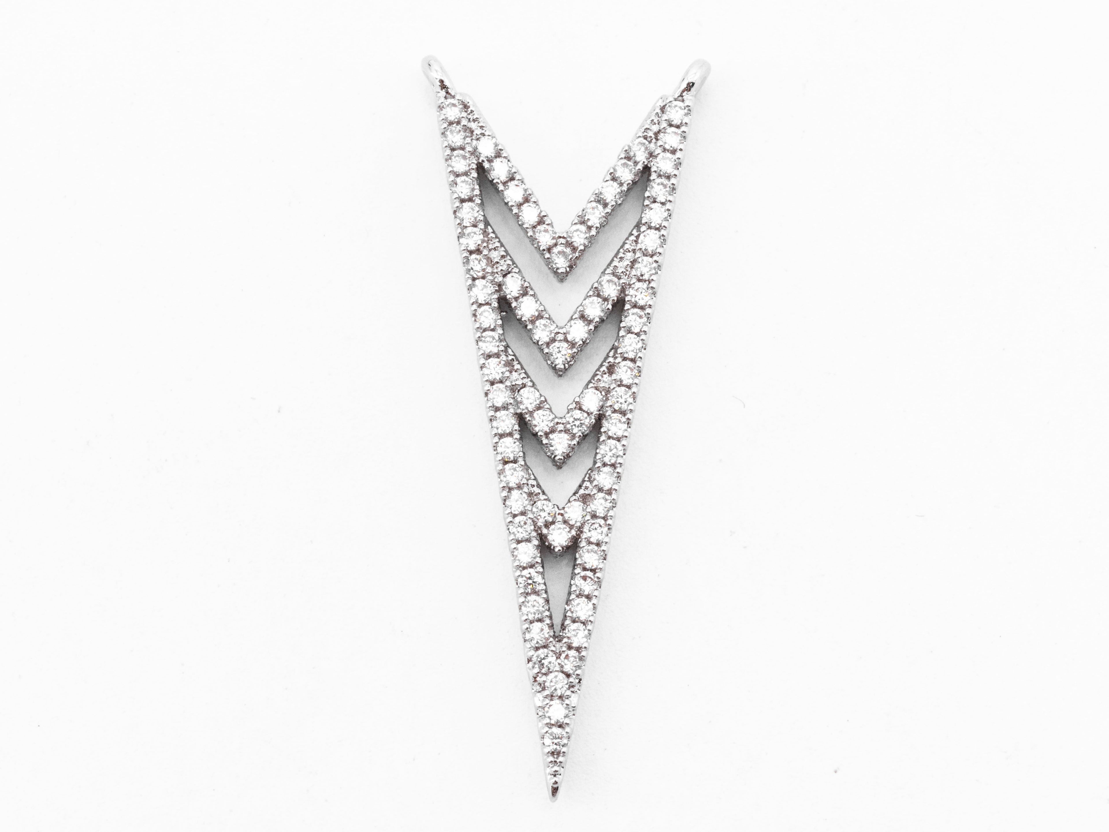 CZ Micro Pave Multi Arrow V shaped Pendant Connector, CZ Pendant in Gold Rose Gold Tone, Rhinestone Jewelry Findings 14x36mm, sku#F346