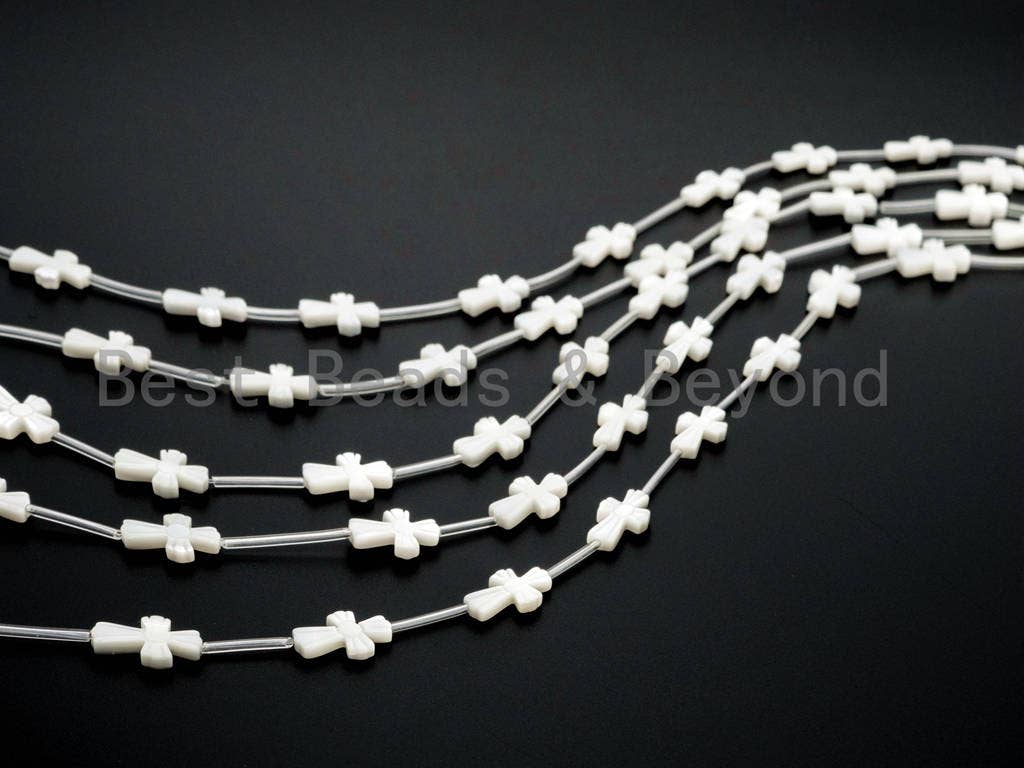 1/15pcs Natural Mother of Pearl beads,10x14mm White Pearl Carved Cross Beads strand, Cross Pearl Shell Beads, SKU#T27